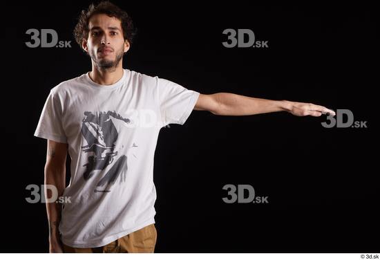 Arm Man White Shirt Slim Studio photo references