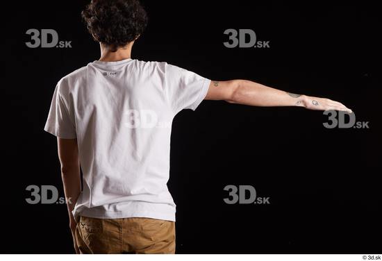 Arm Back Man White Shirt Slim Studio photo references