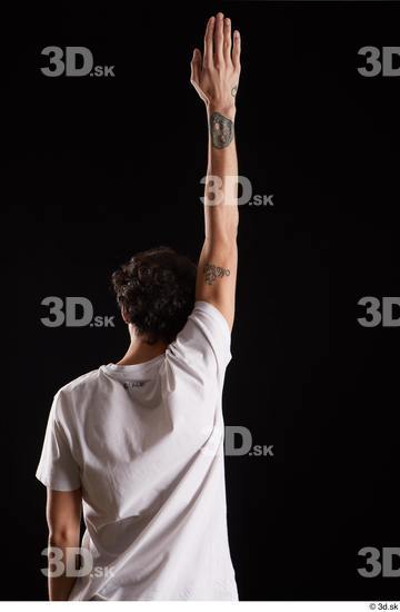 Arm Back Man White Shirt Slim Studio photo references