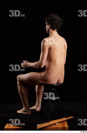 Whole Body Man White Nude Slim Sitting Studio photo references