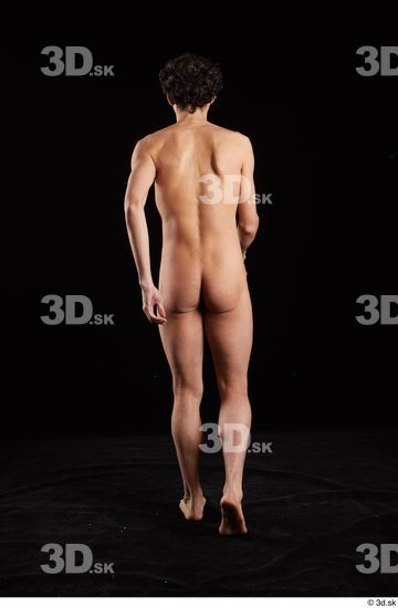 Whole Body Back Man White Nude Slim Walking Kneeling Studio photo references