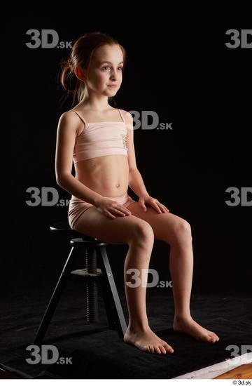 Whole Body Woman White Underwear Slim Sitting Studio photo references