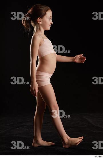 Whole Body Woman White Underwear Slim Walking Studio photo references