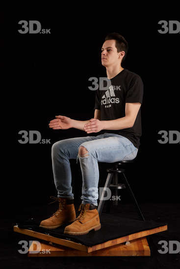 Whole Body Man White Slim Sitting Studio photo references