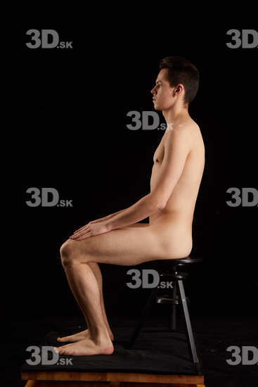 Whole Body Man White Nude Slim Sitting Studio photo references