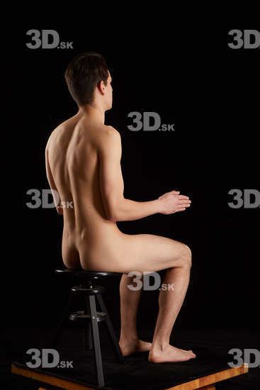 Whole Body Man White Nude Slim Sitting Studio photo references