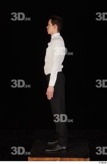 Whole Body Man White Uniform Shoes Shirt Trousers Slim Standing Studio photo references