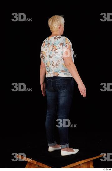 Whole Body Woman White Shoes Jeans Chubby Standing Top Studio photo references
