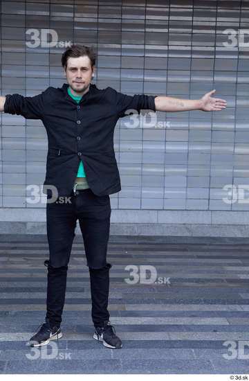 Whole Body Man T poses White Casual Slim Standing Street photo references