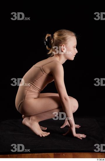 Whole Body Woman Underwear Slim Kneeling Studio photo references