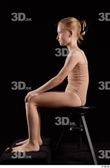 Whole Body Woman Underwear Slim Sitting Studio photo references