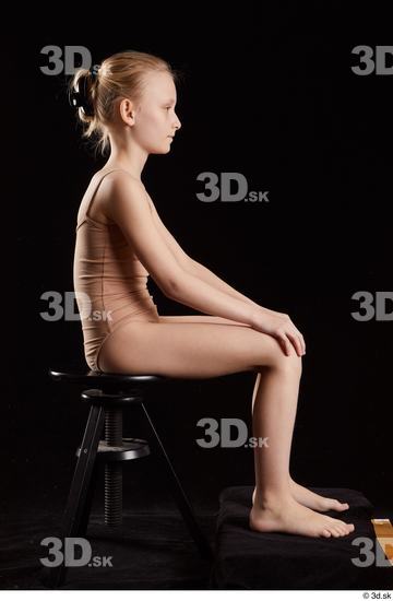 Whole Body Woman Underwear Slim Sitting Studio photo references