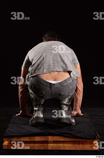 Whole Body Man White Shoes Shirt Trousers Muscular Kneeling Studio photo references