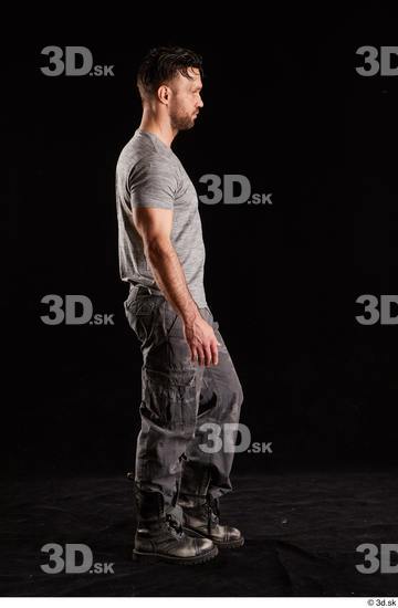 Whole Body Man White Shoes Shirt Trousers Muscular Walking Studio photo references