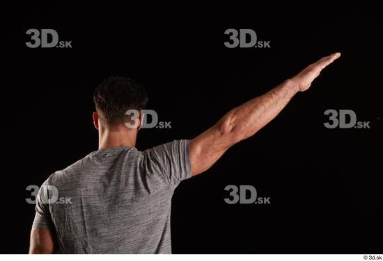 Arm Back Man White Shirt Muscular Studio photo references