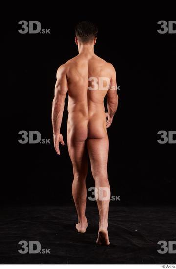 Whole Body Back Man White Nude Muscular Walking Studio photo references