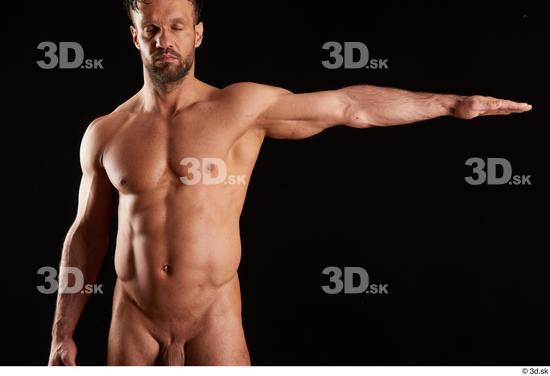 Arm Man White Nude Muscular Studio photo references