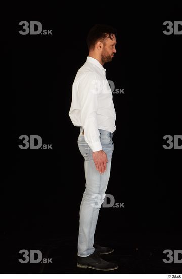 Whole Body Man White Shoes Shirt Jeans Muscular Standing Studio photo references