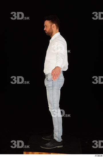 Whole Body Man White Shoes Shirt Jeans Muscular Standing Studio photo references