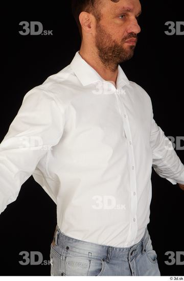 Upper Body Man White Shirt Muscular Studio photo references