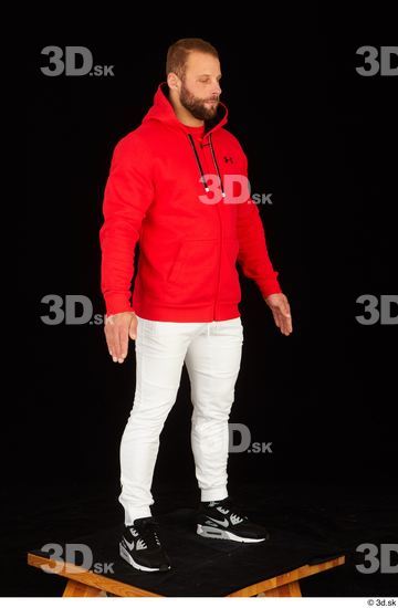 Whole Body Man White Pants Muscular Standing Studio photo references