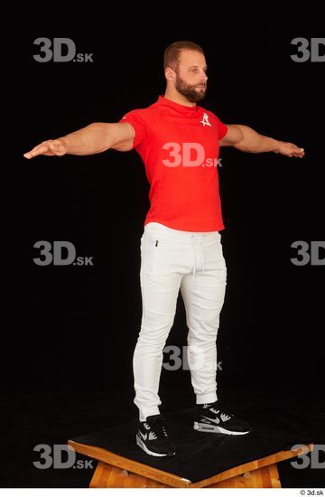 Whole Body Man White Shirt Pants Muscular Standing Studio photo references