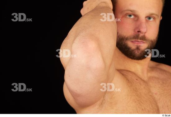 Man White Nude Muscular Studio photo references