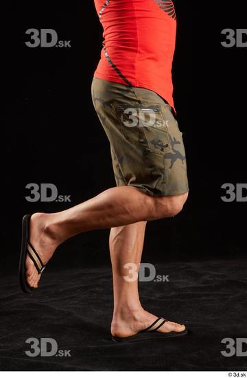 Calf Man White Shorts Muscular Studio photo references