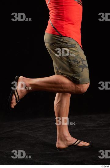 Calf Man White Shorts Muscular Studio photo references