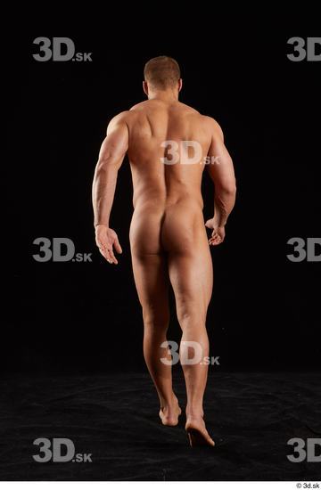 Whole Body Back Man White Nude Muscular Walking Studio photo references