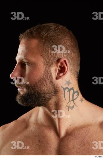 Head Man White Muscular Bearded Studio photo references