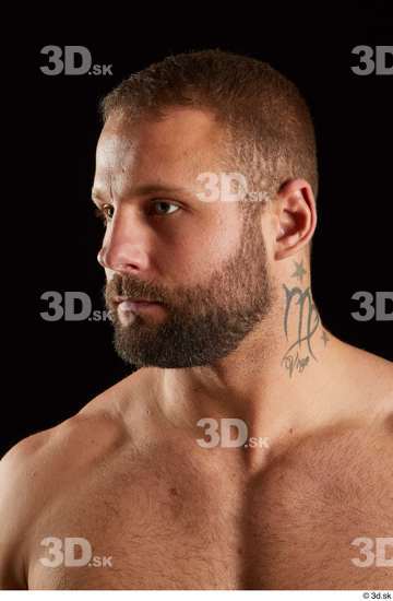 Head Man White Muscular Bearded Studio photo references