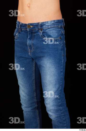 Thigh Man White Casual Jeans Slim Studio photo references