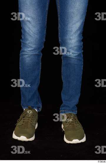 Calf Man White Casual Jeans Slim Studio photo references