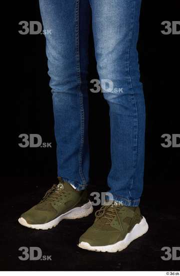 Calf Man White Casual Jeans Slim Studio photo references