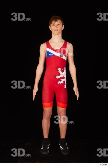 Whole Body Man White Sports Shoes Singlet Slim Standing Studio photo references