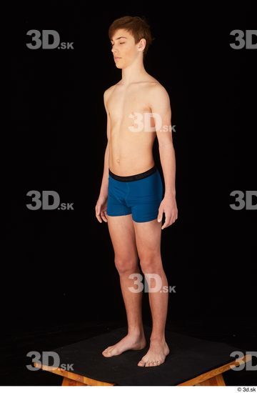 Whole Body Man White Underwear Slim Standing Studio photo references