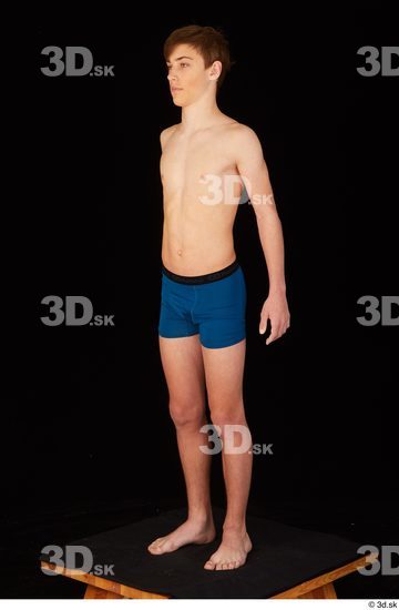 Whole Body Man White Underwear Slim Standing Studio photo references