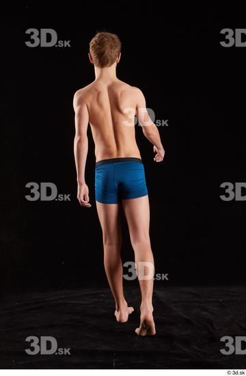 Whole Body Back Man White Underwear Slim Walking Studio photo references