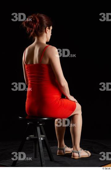 Whole Body Woman White Dress Pregnant Sitting Studio photo references