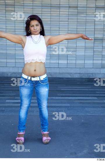 Whole Body Woman T poses White Casual Slim Standing Street photo references