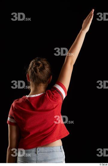 Arm Back Woman White Shirt Average Studio photo references