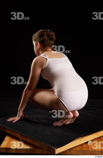 Whole Body Woman White Underwear Average Kneeling Studio photo references