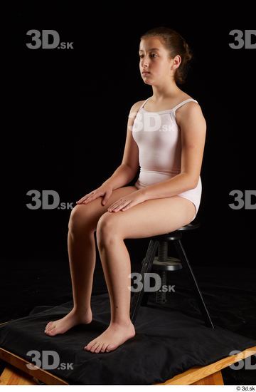 Whole Body Woman White Underwear Average Sitting Studio photo references