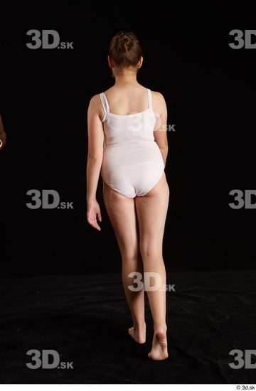 Whole Body Back Woman White Underwear Average Walking Studio photo references