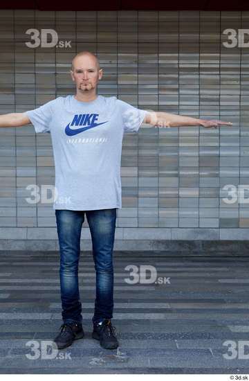 Whole Body Man T poses White Casual Slim Standing Street photo references