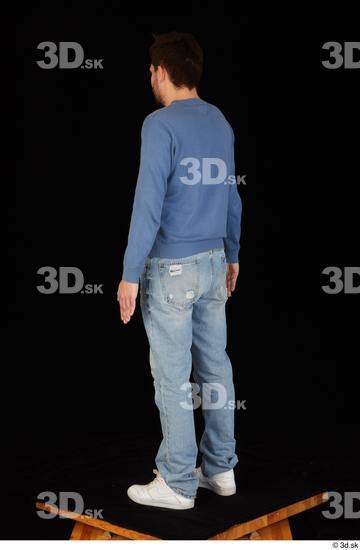 Whole Body Man White Sweatshirt Jeans Slim Standing Studio photo references