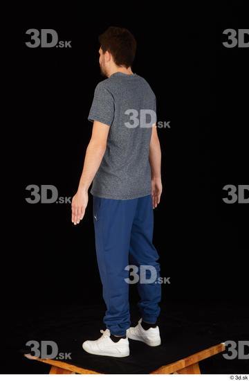 Whole Body Man White Shirt T shirt Pants Slim Standing Studio photo references