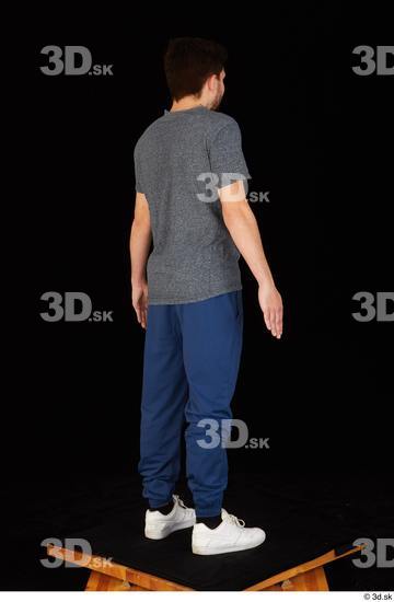 Whole Body Man White Shirt T shirt Pants Slim Standing Studio photo references