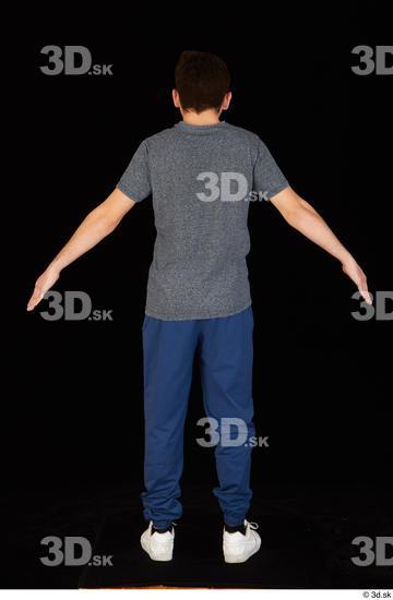 Whole Body Man White Shirt T shirt Pants Slim Standing Studio photo references